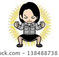 A female office worker with a one-curl bob hairstyle gathers her strength. 138488738