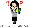 A female office worker with a one-curl bob haircut, holding a beginner driver's sticker, seems to have a question. 138488741