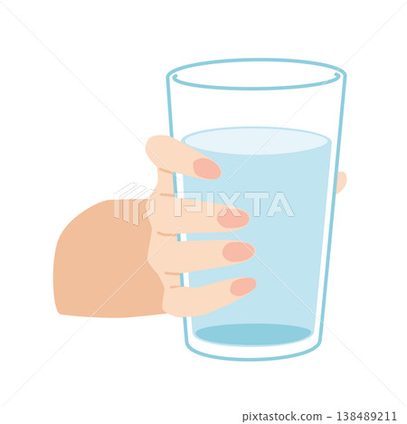 一隻手拿著一杯水 138489211