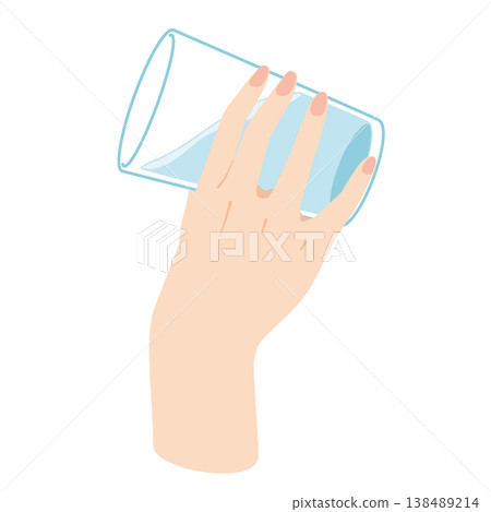 Drink water from the glass you're holding. Drink water from the glass you're holding. 138489214