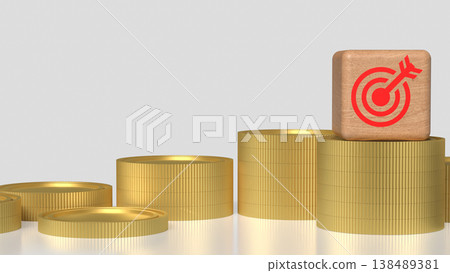 Financial Target Goal Concept with Coins Stack Investment Strategy 3d render. 138489381