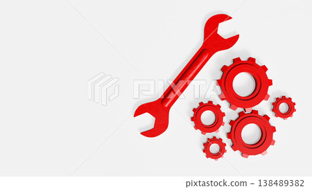 Business Tools and Gear Mechanism Maintenance Strategy Concept 3d render. 138489382