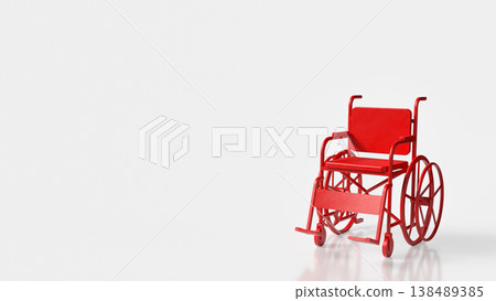 Red Wheelchair Accessibility Healthcare Disability Support Concept 3d render. Red Wheelchair Accessibility Healthcare Disability Support Concept 3d render. 138489385