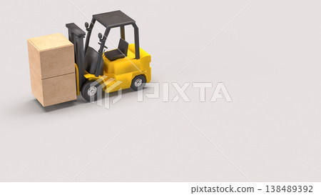 Forklift Carrying Boxes Logistics And Warehouse Concept 3d render. 138489392
