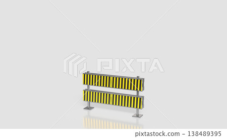 Yellow Black Metal Road Safety Barrier Sign 3d render. 138489395