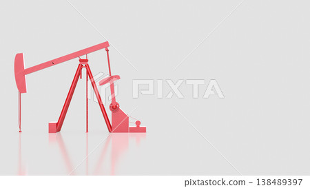 Red Oil Pump Jack Isolated On White Background 3d render. 138489397