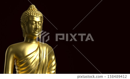 Golden Buddha Statue Meditation Spiritual Peace Concept 3d render. Golden Buddha Statue Meditation Spiritual Peace Concept 3d render. 138489412