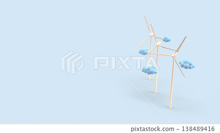 Wind Turbine Renewable Energy Sustainable Power Concept 3d render. Wind Turbine Renewable Energy Sustainable Power Concept 3d render. 138489416