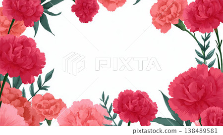 紅色康乃馨角框 138489581