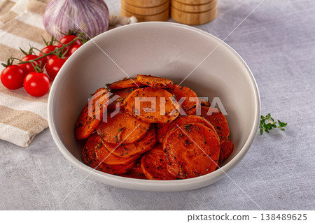 Tasty baked sweet potatoes with spices Tasty baked sweet potatoes with spices 138489625