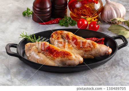 Roasted rabbit leg served rosemary Roasted rabbit leg served rosemary 138489705