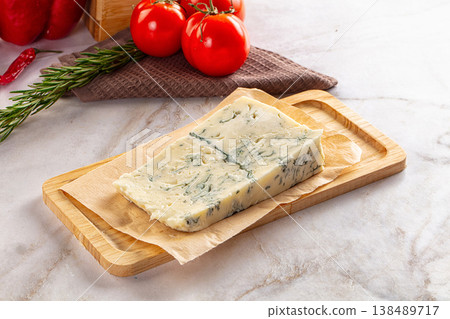 Tasty Italian gorgonzola cheese over board Tasty Italian gorgonzola cheese over board 138489717