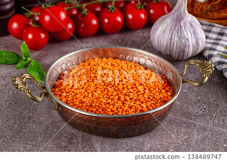 Raw dry orange lentil heap Raw dry orange lentil heap 138489747