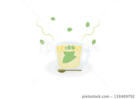 An illustration of mint tea with a minty aroma. An illustration of mint tea with a minty aroma. 138489792