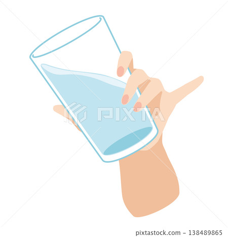 一隻手拿著一杯水 138489865
