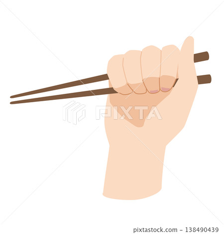 A hand that holds chopsticks incorrectly (a hand gripping chopsticks) 138490439
