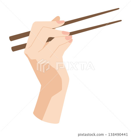 Hand holding chopsticks Grab and eat with chopsticks 138490441