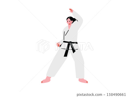 一幅女子練習空手道的插圖 138490661