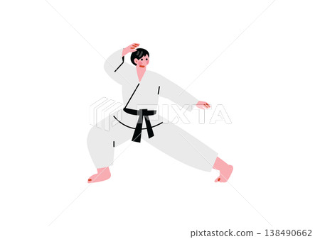 一個人做空手道的插圖 一個人做空手道的插圖 138490662