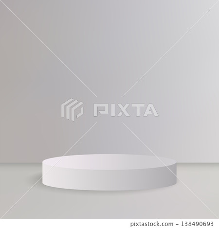 White round 3D podium on light neutral background for product presentation in minimalist style with soft shadows 138490693
