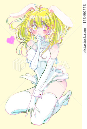 Woman with bunny ears, white, romance 138490758