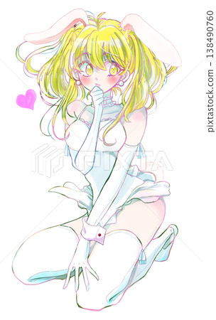 Woman with bunny ears, white, romance 138490760