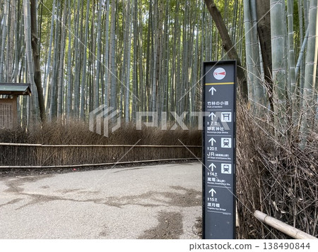 A deserted bamboo grove path A deserted bamboo grove path 138490844