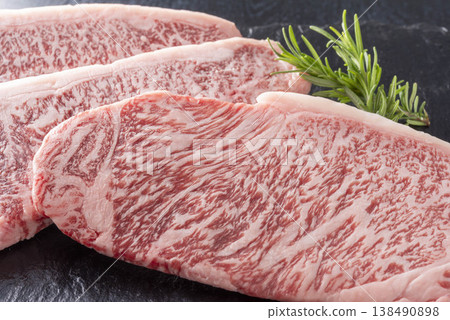 Premium marbled Wagyu beef steak 138490898