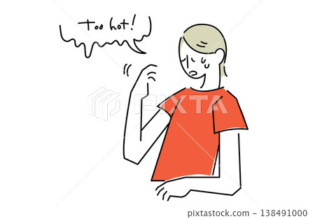 一位似乎臉頰發燙的女子正用手搧著臉。 一位似乎臉頰發燙的女子正用手搧著臉。 138491000
