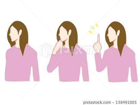 一位長髮女性的三種不同姿勢,展示了她的上半身。 一位長髮女性的三種不同姿勢,展示了她的上半身。 138491005