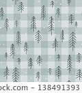Christmas seamless pattern with fir trees on cute gingham background. Vector checkered plaid and cute winter forest hand drawn print for fashion, fabric, wrapping paper. 138491393