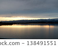 The snow-covered Hakusan mountain range and Shibayama Lagoon bathed in the morning light. 138491551
