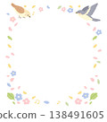 A frame featuring birds and small flowers in a gentle style. 138491605