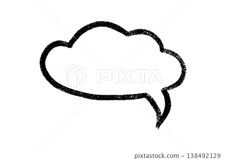 Hand drawn speech bubble with crayon speak cloud texture and doodle frame for text box. Balloon shape, grunge chalk line border by artistic sketch composition for dialog element. Hand drawn speech bubble with crayon speak cloud texture and doodle frame for text box. Balloon shape, grunge chalk line border by artistic sketch composition for dialog element. 138492129