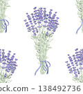 Lavender flowers bouquets seamless pattern. Hand drawn vector illustration 138492736