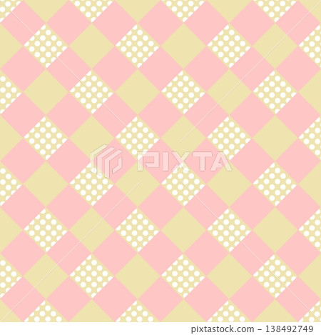 Pink x Cream x White polka dot pattern Pink x Cream x White polka dot pattern 138492749