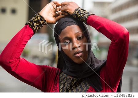close up of young muslim woman. 138492822