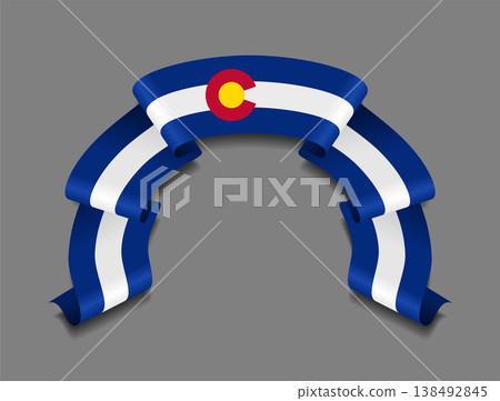 Colorado flag wavy ribbon, ideal for patriotic badges, certificates, or cultural design themes. Vector illustration. Colorado flag wavy ribbon, ideal for patriotic badges, certificates, or cultural design themes. Vector illustration. 138492845