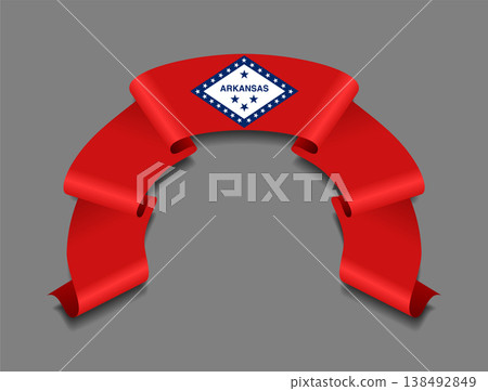 Arkansas flag wavy ribbon, ideal for patriotic badges, certificates, or cultural design themes. Vector illustration. Arkansas flag wavy ribbon, ideal for patriotic badges, certificates, or cultural design themes. Vector illustration. 138492849