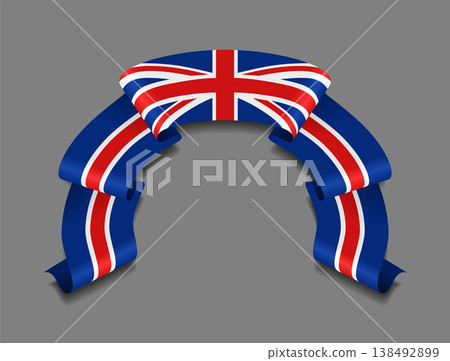 British flag wavy ribbon, ideal for patriotic badges, certificates, or cultural design themes. Vector illustration. British flag wavy ribbon, ideal for patriotic badges, certificates, or cultural design themes. Vector illustration. 138492899