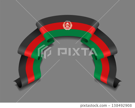 Afghani flag wavy ribbon, ideal for patriotic badges, certificates, or cultural design themes. Vector illustration. Afghani flag wavy ribbon, ideal for patriotic badges, certificates, or cultural design themes. Vector illustration. 138492908