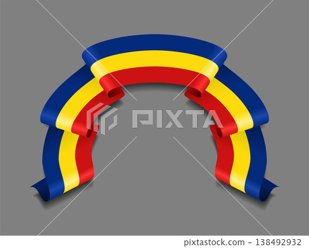 Romanian flag wavy ribbon, ideal for patriotic badges, certificates, or cultural design themes. Vector illustration. Romanian flag wavy ribbon, ideal for patriotic badges, certificates, or cultural design themes. Vector illustration. 138492932