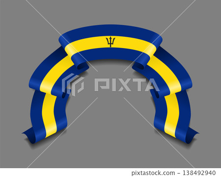 Barbadian flag wavy ribbon, ideal for patriotic badges, certificates, or cultural design themes. Vector illustration. Barbadian flag wavy ribbon, ideal for patriotic badges, certificates, or cultural design themes. Vector illustration. 138492940