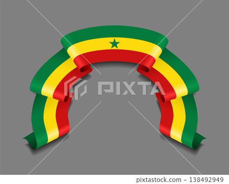 Senegalese flag wavy ribbon, ideal for patriotic badges, certificates, or cultural design themes. Vector illustration. Senegalese flag wavy ribbon, ideal for patriotic badges, certificates, or cultural design themes. Vector illustration. 138492949