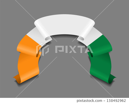 Ivory Coast flag wavy ribbon, ideal for patriotic badges, certificates, or cultural design themes. Vector illustration. Ivory Coast flag wavy ribbon, ideal for patriotic badges, certificates, or cultural design themes. Vector illustration. 138492962