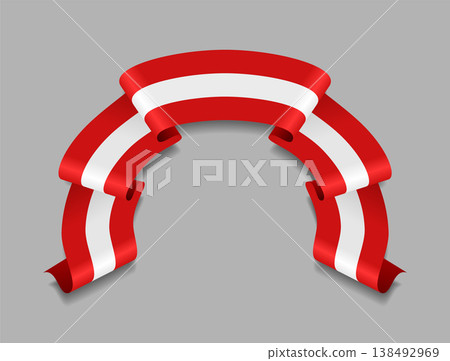 Peruvian flag wavy ribbon, ideal for patriotic badges, certificates, or cultural design themes. Vector illustration. 138492969