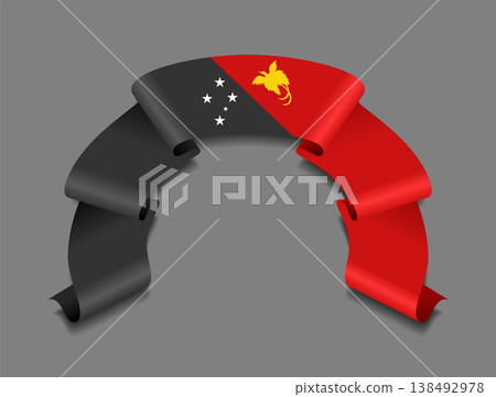Papua New Guinea flag wavy ribbon, ideal for patriotic badges, certificates, or cultural design themes. Vector illustration. Papua New Guinea flag wavy ribbon, ideal for patriotic badges, certificates, or cultural design themes. Vector illustration. 138492978