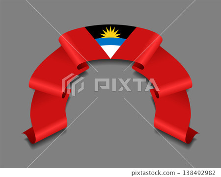 Antigua and Barbuda flag wavy ribbon, ideal for patriotic badges, certificates, or cultural design themes. Vector illustration. Antigua and Barbuda flag wavy ribbon, ideal for patriotic badges, certificates, or cultural design themes. Vector illustration. 138492982