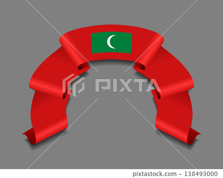 Maldives flag wavy ribbon, ideal for patriotic badges, certificates, or cultural design themes. Vector illustration. 138493000