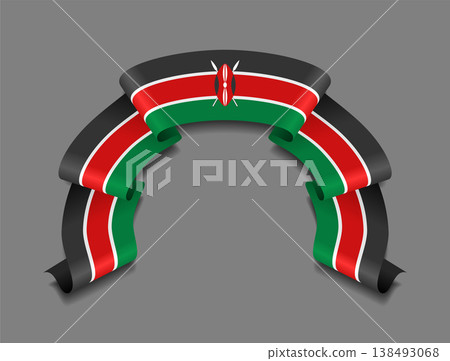 Kenyan flag wavy ribbon, ideal for patriotic badges, certificates, or cultural design themes. Vector illustration. Kenyan flag wavy ribbon, ideal for patriotic badges, certificates, or cultural design themes. Vector illustration. 138493068